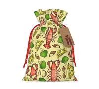 BKDODKS Bolsas de regalo de Navidad, etiquetas con estampado de langosta y limón con cinta para dulces y fiestas de Navidad