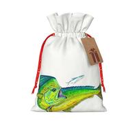 BKDODKS Bolsas de regalo de Navidad, etiquetas con estampado de peces verdes con cinta para dulces y fiestas de Navidad