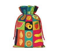 BKDODKS Bolsas de regalo de Navidad, etiquetas con impresión artística de frutas con cinta para dulces y fiestas de Navidad