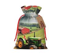 BKDODKS Bolsas de regalo de Navidad, etiquetas con impresión de granja de tractor con cinta para dulces para fiesta de Navidad