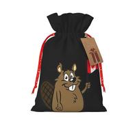 BKDODKS Bolsas de regalo de Navidad, etiquetas impresas de castor con cinta para dulces y fiestas de Navidad