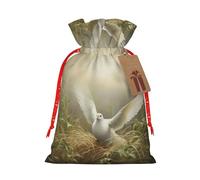 BKDODKS Bolsas de regalo de Navidad, etiquetas impresas de hierba y paloma con cinta para dulces y fiestas de Navidad