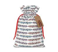 BKDODKS Bolsas de regalo de Navidad, etiquetas impresas de monorraíl con cinta para dulces y fiestas de Navidad