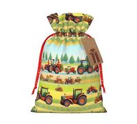 BKDODKS Bolsas de regalo de Navidad, etiquetas impresas de tractor de granja con cinta para envolver caramelos, fiesta de Navidad