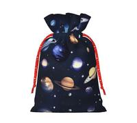 BKDODKS Bolsas de regalo de Navidad impresas con diseño de galaxia, planetas, estrellas, bolsas de regalo con cinta, bolsas de caramelos, suministros de fiesta de