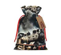 BKDODKS Bolsas de regalo de Navidad, locomotora de vapor, tren de vapor, etiqueta impresa con cinta para envolver caramelos, fiesta de Navidad
