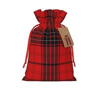BKDODKS Bolsas de regalo de Navidad rojas y negras con etiquetas impresas tartán con cinta para dulces y fiestas navideñas