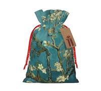 BKDODKS Bolsas de regalo festivas con estampado de flor de almendro con etiquetas de cinta, envoltura de dulces para fiesta de Navidad