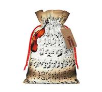 BKDODKS Bolsas de regalo festivas de Navidad con estampado de partituras de violín, etiquetas de cinta, envoltura de caramelos, fiesta de Navidad