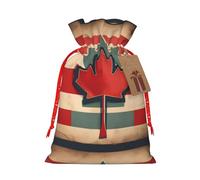 BKDODKS Bolsas de regalo festivas de Navidad con estampado retro de bandera de Canadá, bolsas de cinta, envoltura de caramelos, fiesta de Navidad