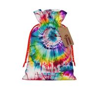 BKDODKS Bolsas de regalo navideñas con estampado de hippies de teñido anudado, bolsas de regalo festivas, etiquetas de cinta, envoltura de caramelos, fiesta de Navidad