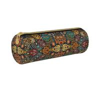 BKDODKS Colorido estuche de piel con estampado de calaveras de azúcar para adultos, estuche ligero para hombres y mujeres con cremallera