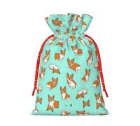 BKDODKS Corgi - Bolsas de regalo de Navidad, etiquetas con estampado de perro con cinta para dulces y fiestas de Navidad
