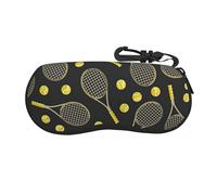 BKDODKS Divertida funda para gafas con estampado de raquetas de tenis y pelotas de tenis, funda para gafas de sol de viaje, elegante y ligera, Negro -, talla única