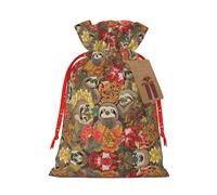 BKDODKS Divertidas bolsas de regalo de Navidad con estampado de perezoso, bolsas de regalo de fiesta, etiquetas de cinta para dulces y fiestas de Navidad