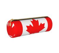 BKDODKS Estuche de cuero con estampado de bandera canadiense para adultos, hombres y mujeres, estuche con cremallera, ligero, blanco, Taglia Unica, White, Talla única