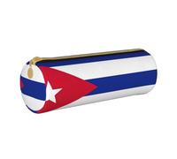 BKDODKS Estuche de cuero con estampado de bandera cubana para adultos, hombres y mujeres, estuche con cremallera, ligero, blanco, Taglia Unica, White, Talla única