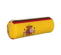 BKDODKS Estuche de cuero con estampado de bandera de España para hombres y mujeres, estuche ligero con cremallera, color blanco, talla única, color blanco, White, Talla única
