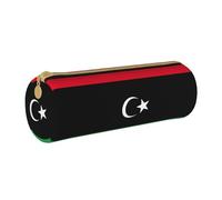 BKDODKS Estuche de cuero con estampado de bandera de Libia para adultos, unisex, ligero, con cremallera, color blanco, talla única, color blanco, Taglia Unica, White, Talla única