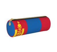 BKDODKS Estuche de cuero con estampado de bandera de Mongolia para adultos, estuche ligero con cremallera, color blanco, Taglia Unica, White, Talla única