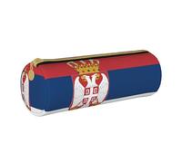 BKDODKS Estuche de cuero con estampado de bandera de Serbia para adultos, unisex, con cremallera, ligero, blanco, Taglia Unica, White, Talla única