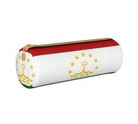 BKDODKS Estuche de cuero con estampado de bandera de Tayikistán para adultos, hombres y mujeres, estuche con cremallera, ligero, blanco, talla única, color blanco, Taglia Unica, White, Talla única