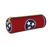 BKDODKS Estuche de cuero con estampado de bandera de Tennessee para hombres y mujeres, bolsa ligera con cremallera, color blanco, Taglia Unica, White, Talla única