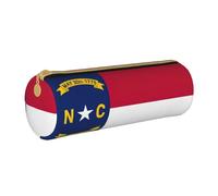 BKDODKS Estuche de cuero con estampado de la bandera de Carolina del Norte para hombres y mujeres, con cremallera, color blanco, talla única, color blanco, Taglia Unica, White, Talla única