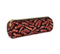 BKDODKS Estuche de cuero con estampado de tocino para adultos, estuche ligero para hombres y mujeres con cremallera