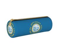 BKDODKS Estuche de cuero estampado de la bandera de Dakota del Sur para adultos, unisex, con cremallera, ligero, blanco, Taglia Unica, White, Talla única