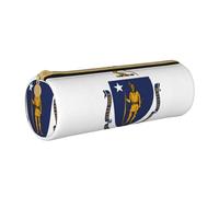 BKDODKS Estuche de cuero estampado de la bandera de Massachusetts para adultos, unisex, con cremallera, ligero, blanco, Taglia Unica, White, Talla única