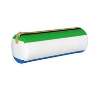 BKDODKS Estuche de cuero unisex con cremallera y estampado de bandera de Sierra Leona para adultos, ligero, blanco, talla única, color blanco, Taglia Unica, White, Talla única