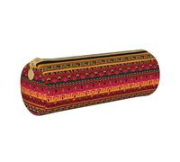 BKDODKS Estuche de piel con estampado bohemio de arte popular mexicano, para adultos, para hombres y mujeres, con cremallera, ligero