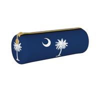 BKDODKS Estuche de piel con estampado de bandera de Carolina del Sur para adultos, unisex, con cremallera, ligero, blanco, talla única, color blanco, Taglia Unica, White, Talla única