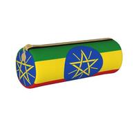 BKDODKS Estuche de piel con estampado de bandera de Etiopía para adultos, unisex, con cremallera, ligero, blanco, talla única, color blanco, Taglia Unica, White, Talla única