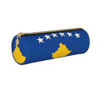 BKDODKS Estuche de piel con estampado de bandera de Kosovo para adultos, unisex, con cremallera, ligero, blanco, Taglia Unica, White, Talla única