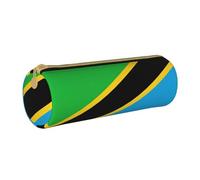 BKDODKS Estuche de piel con estampado de bandera de Tanzania para adultos, unisex, con cremallera, ligero, blanco, Taglia Unica, White, Talla única