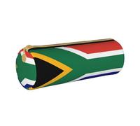 BKDODKS Estuche de piel con estampado de bandera sudafricana para adultos, hombres y mujeres, estuche con cremallera, ligero, blanco, talla única, color blanco, Taglia Unica, White, Talla única