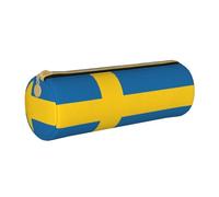 BKDODKS Estuche de piel con estampado de bandera sueca para adultos, unisex, con cremallera, ligero, color blanco, talla única, color blanco, Taglia Unica, White, Talla única