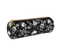 BKDODKS Estuche de piel con estampado de calavera punk blanca para adultos, estuche ligero para hombres y mujeres con cremallera