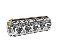 BKDODKS Estuche de piel con estampado de elefante bohemio para adultos, estuche ligero para hombres y mujeres con cremallera
