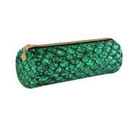 BKDODKS Estuche de piel con estampado de escamas de pescado verde para adultos, estuche ligero para hombres y mujeres con cremallera