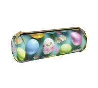 BKDODKS Estuche de piel con estampado de Feliz Pascua para adultos, estuche para lápices para hombres y mujeres, con cremallera, ligero