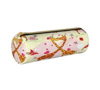 BKDODKS Estuche de piel con estampado de jirafa y flores y mariposas, para adultos, para hombres y mujeres, con cremallera, ligero