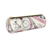 BKDODKS Estuche de piel con estampado de la Torre de París y una bicicleta para adultos, para hombres y mujeres, con cremallera, ligero