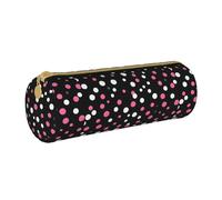 BKDODKS Estuche de piel con estampado de lunares negros para adultos, para hombres y mujeres, con cremallera, ligero