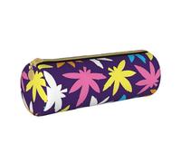 BKDODKS Estuche de piel con estampado de malas hierbas y colores brillantes para adultos, estuche ligero para hombres y mujeres con cremallera