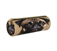 BKDODKS Estuche de piel con estampado de perros carlino para adultos, estuche ligero para hombres y mujeres con cremallera