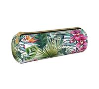 BKDODKS Estuche de piel con estampado de plantas tropicales para adultos, para hombres y mujeres, con cremallera, ligero, White, Talla única
