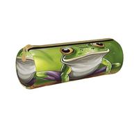 BKDODKS Estuche de piel con estampado de rana de dibujos animados para adultos, estuche ligero para hombres y mujeres con cremallera